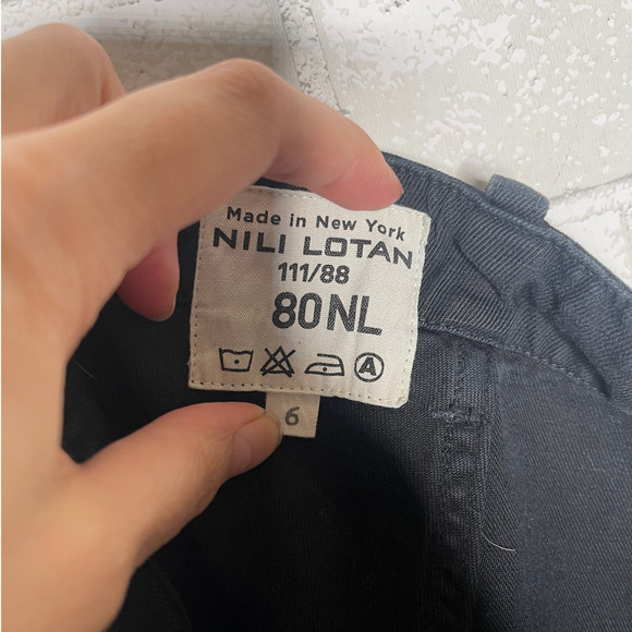 Nili Lotan 6 Linen Luna Pant $430 Drop Crotch Slouchy Cotton Crop Washed Black - Picture 4 of 8